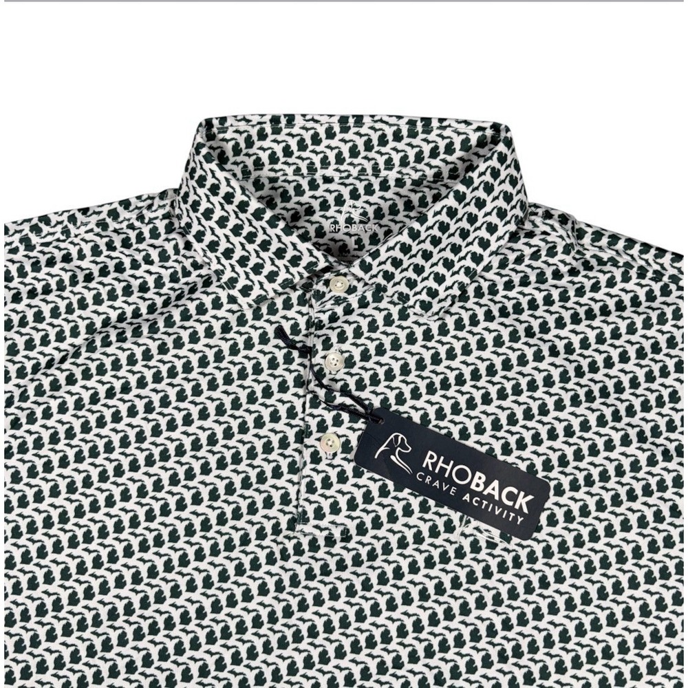 Rhoback x Michigan State Men's Short Sleeve Collegiate Polo Golf Comfort L NWT